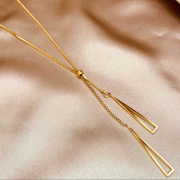 Luzy Jewelry Jewelry - NEW Minimalist 18K Gold Adjustable Geometric Design Necklace